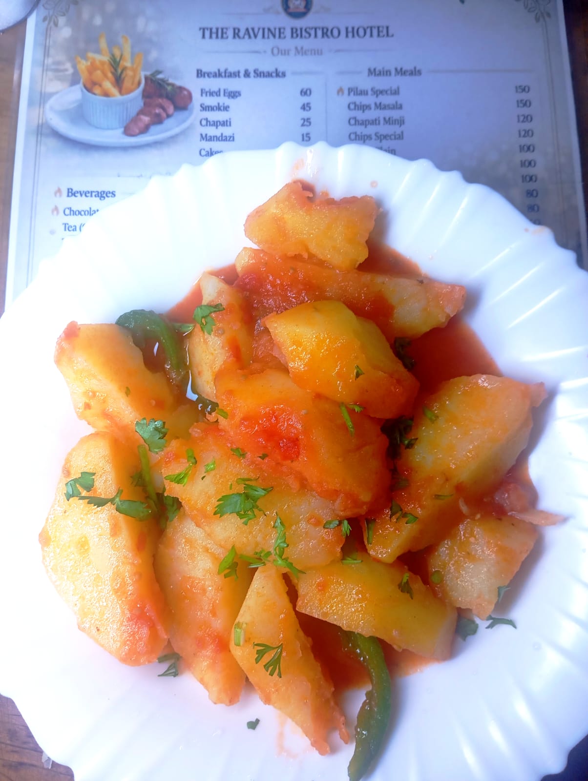 Chips served at Ravine Bistro Kitchen in Eldama Ravine